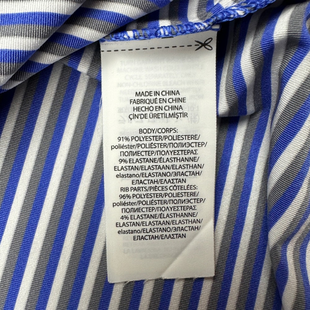 RLX Ralph Lauren Mens Striped Golf Polo Shirt Blue White Grey Size Medium Pocket - Picture 6 of 8